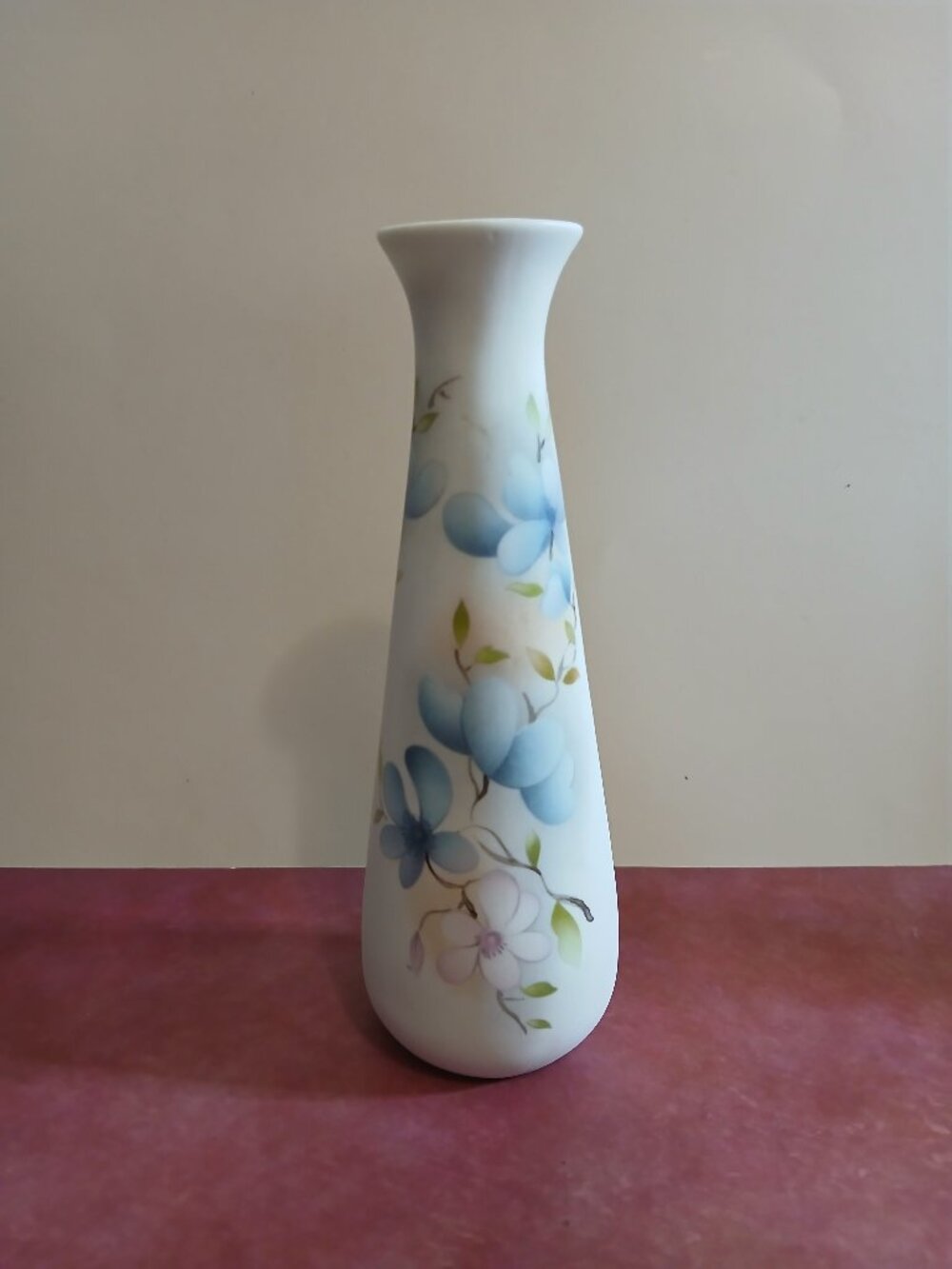 Vintage Kao Liang Satin Porcelain Bud Vase Floral Design